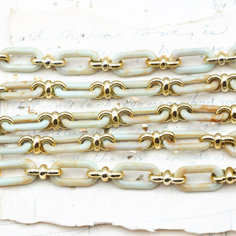 Cream Acrylic Oval Link Chain - 1 Foot - Paris Find