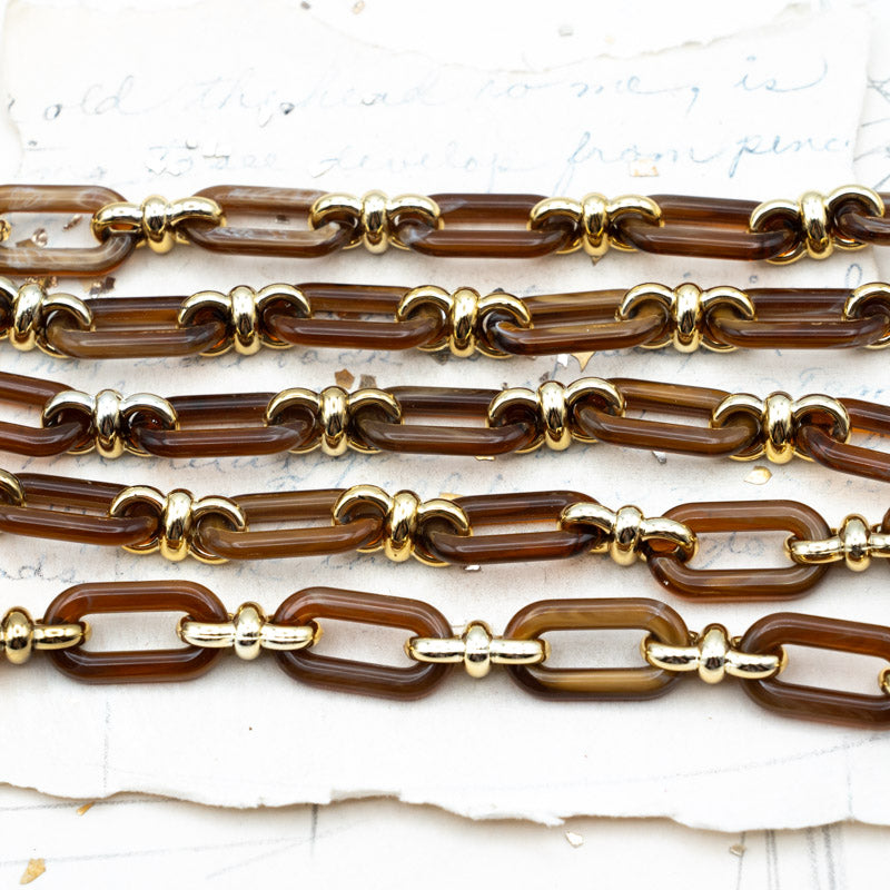 Rich Brown Acrylic Oval Link Chain - 1 Foot - Paris Find