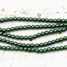 Load image into Gallery viewer, Discontinued Color - 2mm Scarabaeus Green Premium Crystal Pearl Bead Strand - 2 Inches
