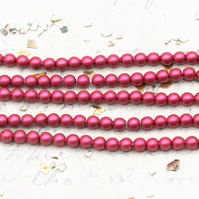 Load image into Gallery viewer, Discontinued Color - 3mm Mulberry Pink Premium Crystal Pearl Bead Strand - 3 Inches
