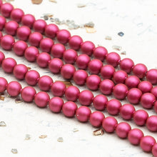 Load image into Gallery viewer, Discontinued Color - 4mm Mulberry Pink Premium Crystal Pearl Bead Strand - 4 Inches
