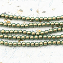 Load image into Gallery viewer, 3mm Iridescent Green Premium Crystal Pearl Bead Strand - 3 Inches

