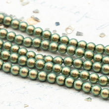 Load image into Gallery viewer, 3mm Iridescent Green Premium Crystal Pearl Bead Strand - 3 Inches

