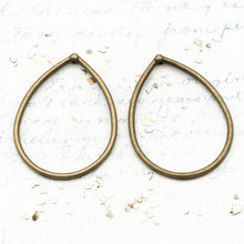 Load image into Gallery viewer, Antique Brass Teardrop Hoop with Vertical Hole - Paris Find
