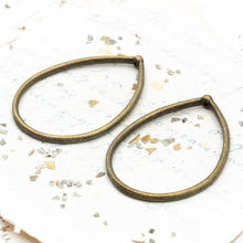 Load image into Gallery viewer, Antique Brass Teardrop Hoop with Vertical Hole - Paris Find
