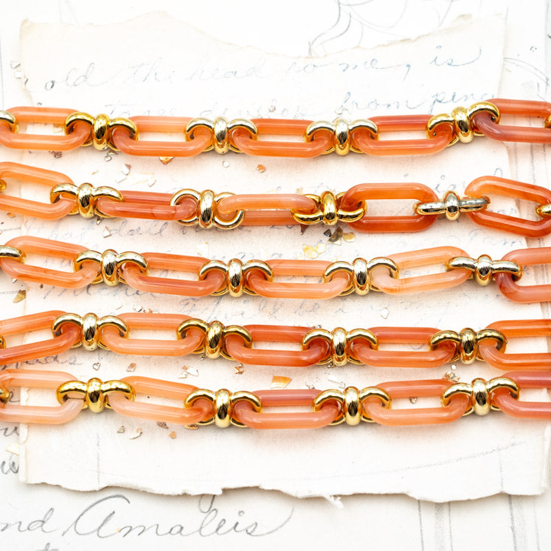 Peachy Acrylic Oval Link Chain - 1 Foot - Paris Find