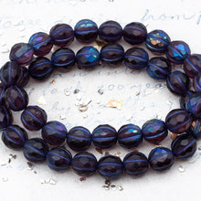 Load image into Gallery viewer, 8mm Matte Purple with AB Finish and Purple Wash Faceted Melon Bead Strand
