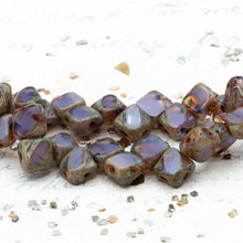 Load image into Gallery viewer, 6mm Thistle with Picasso Finish and Coral Wash 2-Hole Silky Bead Strand
