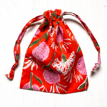 Load image into Gallery viewer, Orange Floral Print Jewelry Bag - Paris Find
