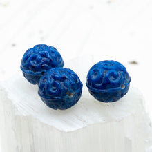 Load image into Gallery viewer, Blue Textured Round Vintage Glass Bead - Paris Find
