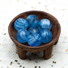 Load image into Gallery viewer, Larger Marbled Blue Vintage Glass Beads - Paris Find
