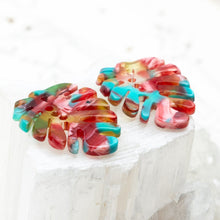 Load image into Gallery viewer, 26mm Multi-Color Monstera Leaf Acetate Earring Pendant Pair
