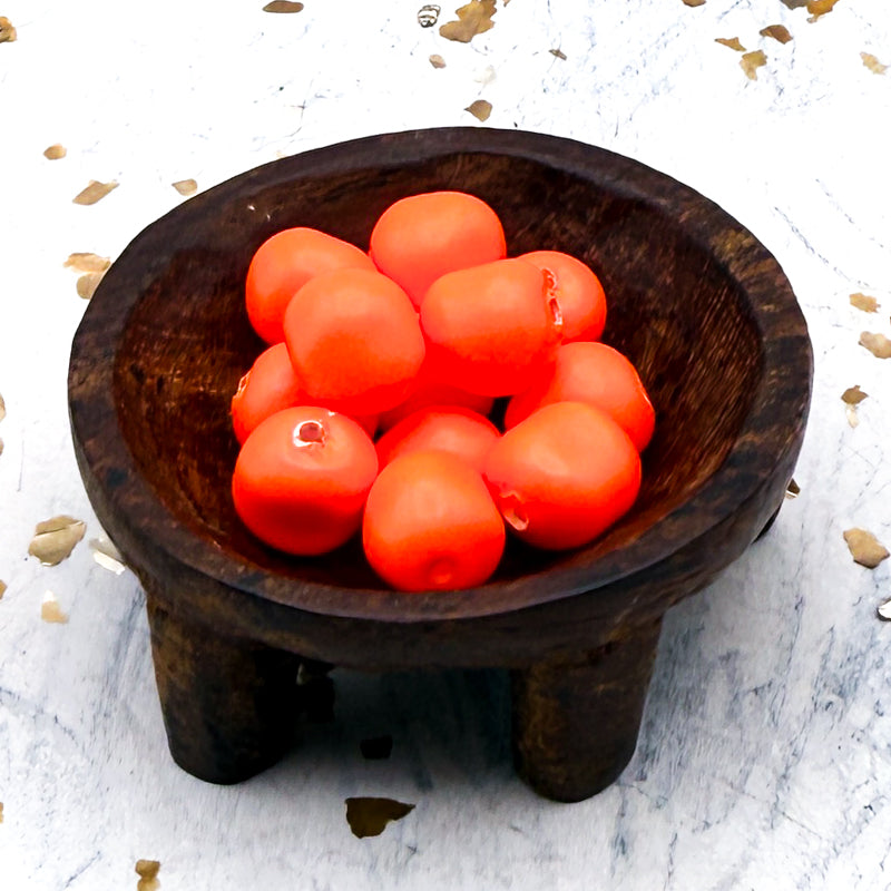 8mm Neon Orange Premium Crystal Pearl Beads - 12 pcs