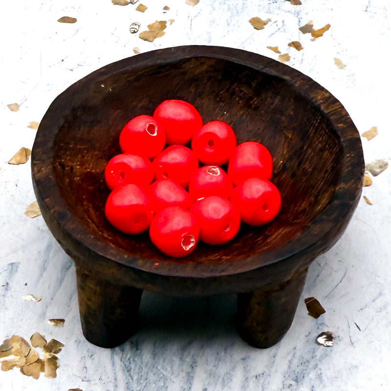 6mm Neon Red Premium Crystal Pearl Beads - 12 pcs