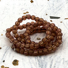 Load image into Gallery viewer, 3mm Melon Dark Dusty Rose with a Gold Wash Bead Strand
