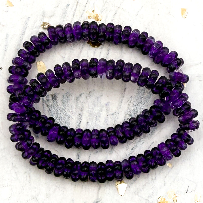 5mm Forget-Me-Not Spacers Purple Pansy with a Purple Wash Bead Strand
