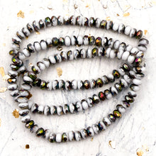 Load image into Gallery viewer, 2x3mm Rondelle White with Peacock AB Finish Bead Strand
