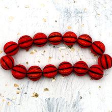 Load image into Gallery viewer, 12mm Melon Coral with Brown Wash Bead Strand
