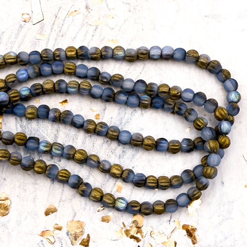 Pre-Order 3mm Melon Cornflower with an Etched Gold Finish Bead Strand