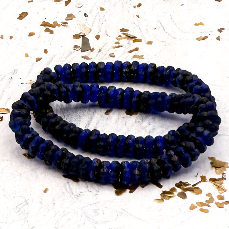 Pre-Order 5mm Forget-Me-Not Spacers Sapphire with an Etched and Azuro Finish Bead Strand