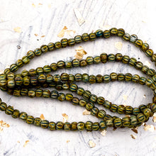 Load image into Gallery viewer, 3mm Melon Yellow with Turquoise Wash Bead Strand
