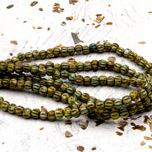 Load image into Gallery viewer, 3mm Melon Yellow with Turquoise Wash Bead Strand
