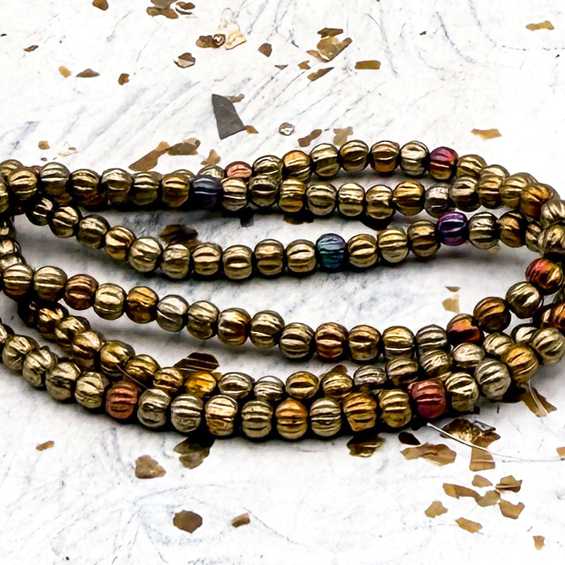 Pre-Order 3mm Melon Metallic Mix Bead Strand