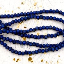Load image into Gallery viewer, Pre-Order 3mm Melon Matte Indigo with Brown Wash Bead Strand
