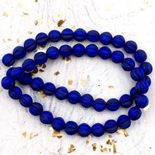 Load image into Gallery viewer, Pre-Order 6mm Melon Matte Indigo with Brown Wash Bead Strand
