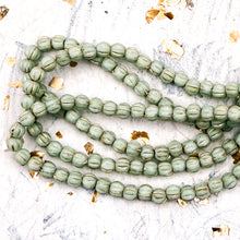 Load image into Gallery viewer, 3mm Melon Mint with Gold Wash Bead Strand
