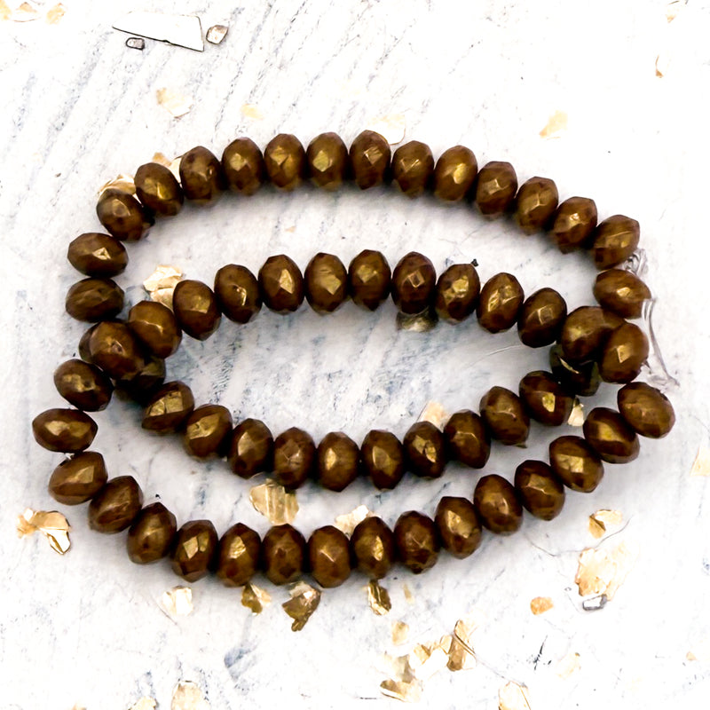3x5mm Rondelle Alloy Orange with Golden Luster Finish Bead Strand