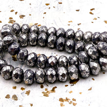 Load image into Gallery viewer, 6x8mm Rondelle Violet with Mercury Finish Czech Bead Strand

