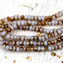 Load image into Gallery viewer, Pre-Order 2x3mm Rondelle White with Metallic Brown and AB Finishes Bead Strand
