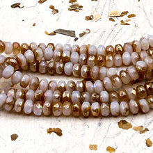 Load image into Gallery viewer, Pre-Order 2x3mm Rondelle White with Metallic Brown and AB Finishes Bead Strand
