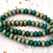 Load image into Gallery viewer, Pre-Order 3x5mm Rondelle Tea Green Mix with Picasso Finish Bead Strand
