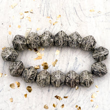 Load image into Gallery viewer, 10mm English Cut Black with an Antique Silver Finish Bead Strand
