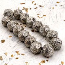 Load image into Gallery viewer, 10mm English Cut Black with an Antique Silver Finish Bead Strand
