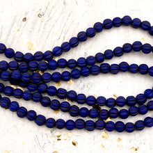 Load image into Gallery viewer, Pre-Order 4mm Melon Matte Indigo with Brown Wash Bead Strand
