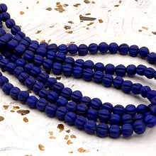 Load image into Gallery viewer, Pre-Order 4mm Melon Matte Indigo with Brown Wash Bead Strand
