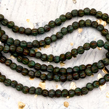 Load image into Gallery viewer, 3mm Melon Sea Green with Picasso Finish Bead Strand
