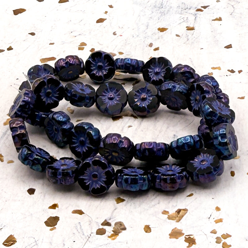 Pre-Order 9mm Eggplant Hibiscus Flower with an Iris Finish and Purple Wash