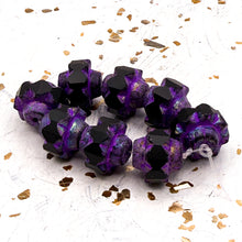 Load image into Gallery viewer, 13x15mm Crown Black with Gold and Etched Finishes and a Purple Wash Strand
