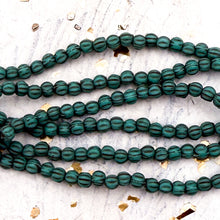 Load image into Gallery viewer, 3mm Melon Matte Sea Green with Brown Wash Bead Strand
