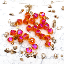 Load image into Gallery viewer, 4mm Tangerine Shimmer x2 Premium Crystal Bicone Bead Set - 24 Pcs
