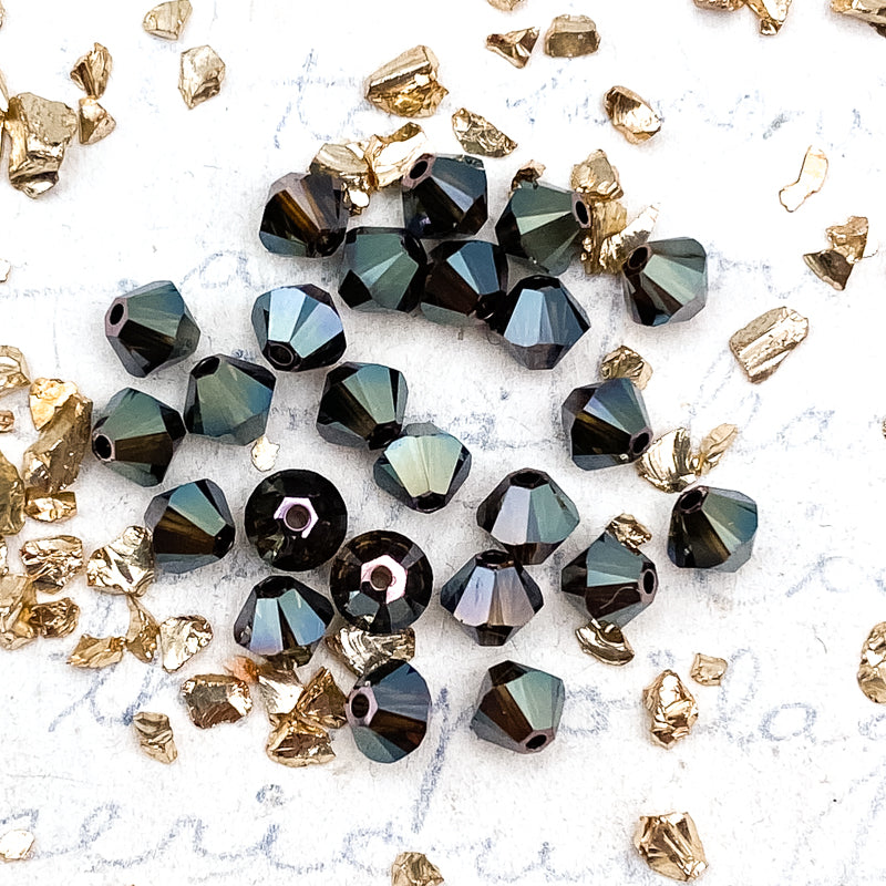 4mm Double Bronze Shade Premium Crystal Bicone Bead Set - 24 Pcs