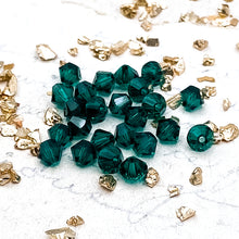 Load image into Gallery viewer, 4mm Emerald Premium Crystal Bicone Bead Set - 24 Pcs
