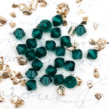 Load image into Gallery viewer, 4mm Emerald Premium Crystal Bicone Bead Set - 24 Pcs
