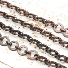 Load image into Gallery viewer, 10mm Antique Copper Washer Link Chain - 1 Foot
