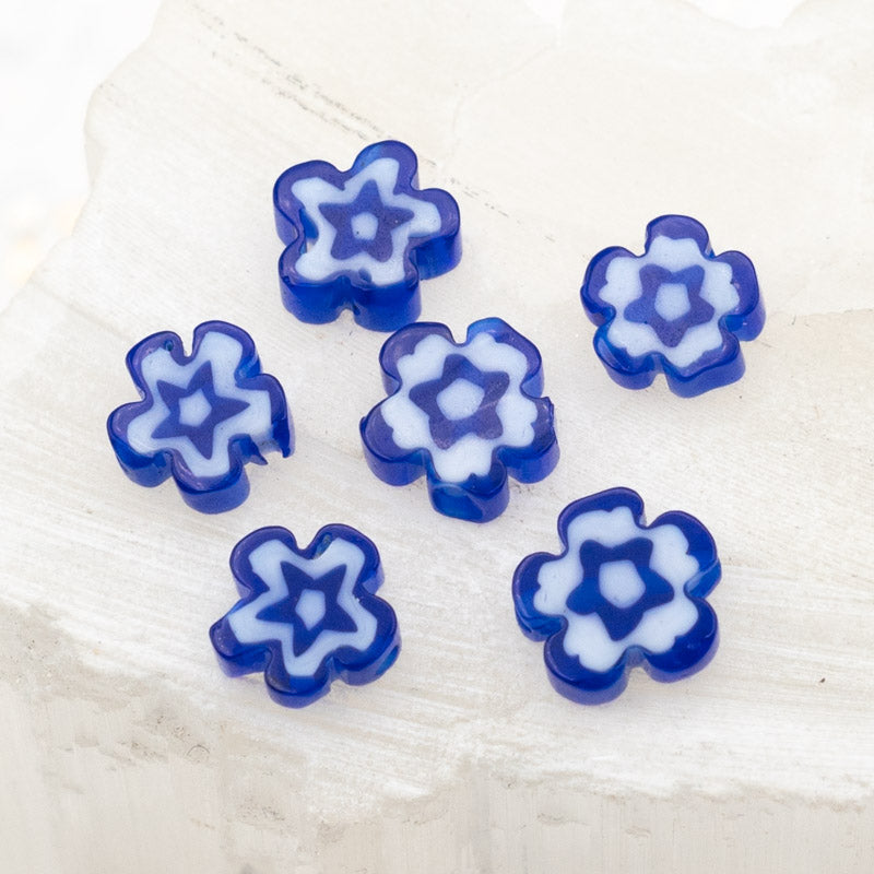 Bright Blue Bouquet of Flower Beads - 6pcs - Paris Find
