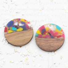 Load image into Gallery viewer, Colorful Resin and Wood Earring Pair
